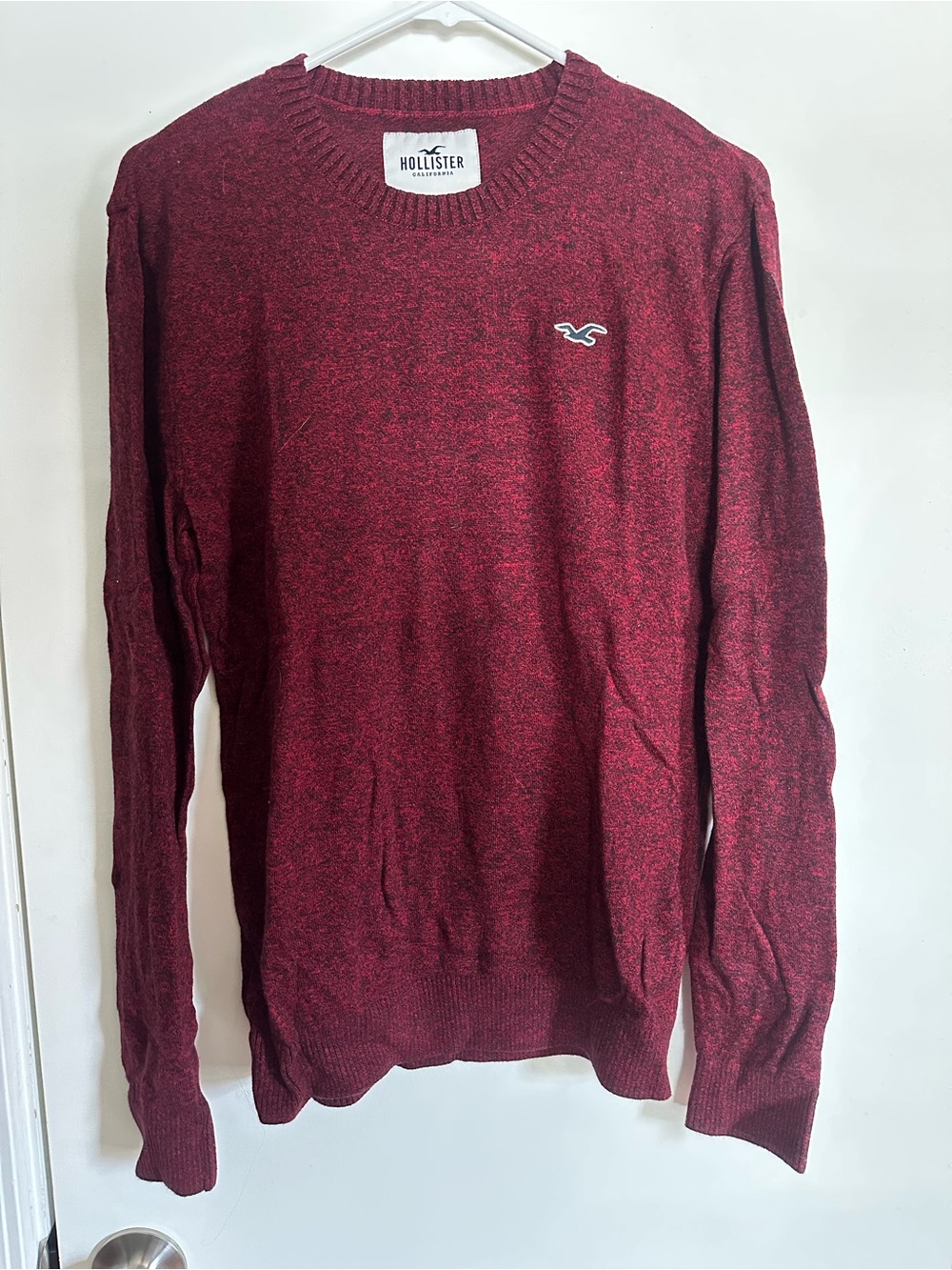 Hollister Men's Marled Wine Crewneck Sweater